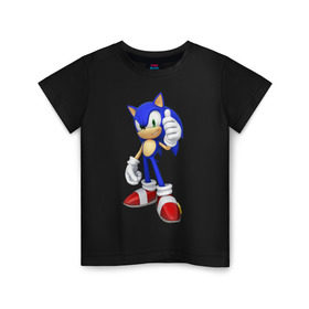 Детская футболка хлопок с принтом Modern Sonic , 100% хлопок | круглый вырез горловины, полуприлегающий силуэт, длина до линии бедер | sonic | соник