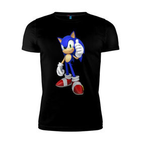 Мужская футболка премиум с принтом Modern Sonic , 92% хлопок, 8% лайкра | приталенный силуэт, круглый вырез ворота, длина до линии бедра, короткий рукав | Тематика изображения на принте: sonic | соник