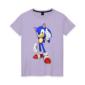 Женская футболка хлопок с принтом Modern Sonic , 100% хлопок | прямой крой, круглый вырез горловины, длина до линии бедер, слегка спущенное плечо | Тематика изображения на принте: sonic | соник