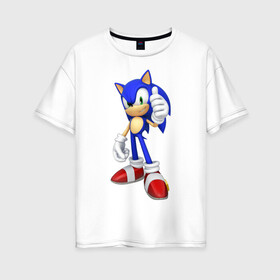 Женская футболка хлопок Oversize с принтом Modern Sonic , 100% хлопок | свободный крой, круглый ворот, спущенный рукав, длина до линии бедер
 | sonic | соник