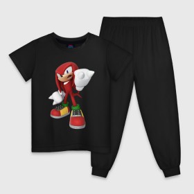Детская пижама хлопок с принтом Modern Knuckles , 100% хлопок |  брюки и футболка прямого кроя, без карманов, на брюках мягкая резинка на поясе и по низу штанин
 | Тематика изображения на принте: sonic | наклз | наклс | соник