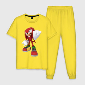 Мужская пижама хлопок с принтом Modern Knuckles , 100% хлопок | брюки и футболка прямого кроя, без карманов, на брюках мягкая резинка на поясе и по низу штанин
 | sonic | наклз | наклс | соник