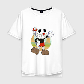 Мужская футболка хлопок Oversize с принтом Cuphead , 100% хлопок | свободный крой, круглый ворот, “спинка” длиннее передней части | Тематика изображения на принте: cuphead | капхед | капхэд