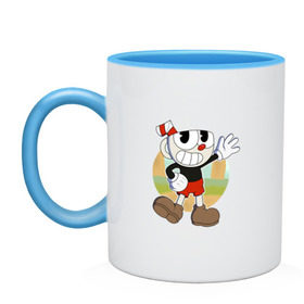 Кружка двухцветная с принтом Cuphead , керамика | объем — 330 мл, диаметр — 80 мм. Цветная ручка и кайма сверху, в некоторых цветах — вся внутренняя часть | cuphead | капхед | капхэд