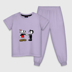 Детская пижама хлопок с принтом Cuphead/Bendy , 100% хлопок |  брюки и футболка прямого кроя, без карманов, на брюках мягкая резинка на поясе и по низу штанин
 | Тематика изображения на принте: бенди | бэнди | капхед | капхэд