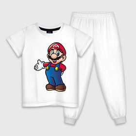 Детская пижама хлопок с принтом Mario , 100% хлопок |  брюки и футболка прямого кроя, без карманов, на брюках мягкая резинка на поясе и по низу штанин
 | nintendo | марио | нинтендо
