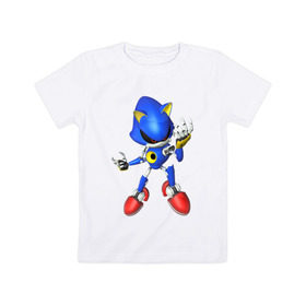 Детская футболка хлопок с принтом Metal Sonic , 100% хлопок | круглый вырез горловины, полуприлегающий силуэт, длина до линии бедер | метал соник | металл соник