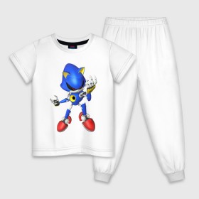 Детская пижама хлопок с принтом Metal Sonic , 100% хлопок |  брюки и футболка прямого кроя, без карманов, на брюках мягкая резинка на поясе и по низу штанин
 | метал соник | металл соник