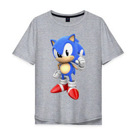 Мужская футболка хлопок Oversize с принтом Classic Sonic , 100% хлопок | свободный крой, круглый ворот, “спинка” длиннее передней части | 16 бит | sega | sonic | классический соник