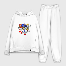 Женский костюм хлопок Oversize с принтом Sonic, Tails  Knuckles ,  |  | наклз | наклс | соник | тейлз | тейлс