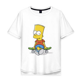 Мужская футболка хлопок Oversize с принтом Барт на скейте , 100% хлопок | свободный крой, круглый ворот, “спинка” длиннее передней части | Тематика изображения на принте: simpsons | барт симпсон | симпсоны