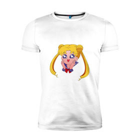 Мужская футболка премиум с принтом Sailor Moon , 92% хлопок, 8% лайкра | приталенный силуэт, круглый вырез ворота, длина до линии бедра, короткий рукав | sailor moon | sailormoon | сейлор мун | сейлормун