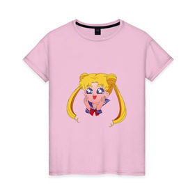 Женская футболка хлопок с принтом Sailor Moon , 100% хлопок | прямой крой, круглый вырез горловины, длина до линии бедер, слегка спущенное плечо | sailor moon | sailormoon | сейлор мун | сейлормун