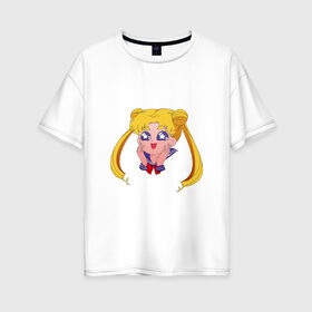 Женская футболка хлопок Oversize с принтом Sailor Moon , 100% хлопок | свободный крой, круглый ворот, спущенный рукав, длина до линии бедер
 | sailor moon | sailormoon | сейлор мун | сейлормун