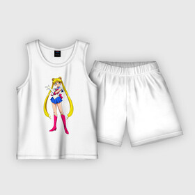 Детская пижама с шортами хлопок с принтом Сейлормун ,  |  | Тематика изображения на принте: sailor moon | sailormoon | сейлор мун