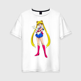 Женская футболка хлопок Oversize с принтом Сейлормун , 100% хлопок | свободный крой, круглый ворот, спущенный рукав, длина до линии бедер
 | sailor moon | sailormoon | сейлор мун