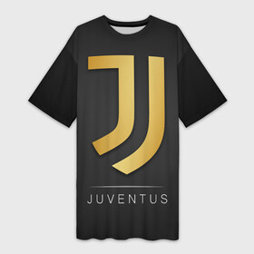 Платье-футболка 3D с принтом Juventus Gold Edition ,  |  | champions | italy | jeep | juventus | league | италия | лига | чемпионов | ювентус