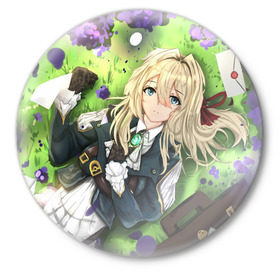 Значок с принтом Violet Evergarden ,  металл | круглая форма, металлическая застежка в виде булавки | anime | violet evergarden | аниме | вайолет эвергарден