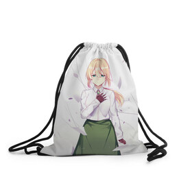 Рюкзак-мешок 3D с принтом Girl , 100% полиэстер | плотность ткани — 200 г/м2, размер — 35 х 45 см; лямки — толстые шнурки, застежка на шнуровке, без карманов и подкладки | Тематика изображения на принте: anime | violet evergarden | аниме | вайолет эвергарден