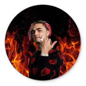 Коврик для мышки круглый с принтом Lil Pump - 103 , резина и полиэстер | круглая форма, изображение наносится на всю лицевую часть | eskeetit | esskeetit | lil pump | pamp | pump | лил памп | маленький насос | насос | памп | эшкере | эшкереее | эщкэрэ