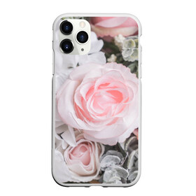 Чехол для iPhone 11 Pro матовый с принтом розы , Силикон |  | букет | винтаж | зелень | листья | розовые розы | романтика | цветы