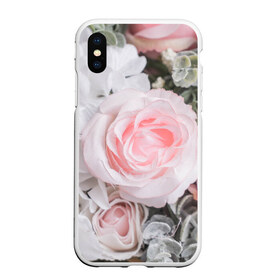 Чехол для iPhone XS Max матовый с принтом розы , Силикон | Область печати: задняя сторона чехла, без боковых панелей | букет | винтаж | зелень | листья | розовые розы | романтика | цветы