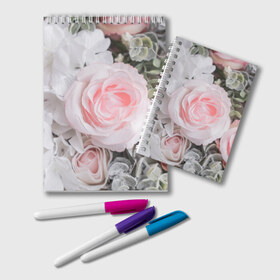 Блокнот с принтом розы , 100% бумага | 48 листов, плотность листов — 60 г/м2, плотность картонной обложки — 250 г/м2. Листы скреплены удобной пружинной спиралью. Цвет линий — светло-серый
 | букет | винтаж | зелень | листья | розовые розы | романтика | цветы