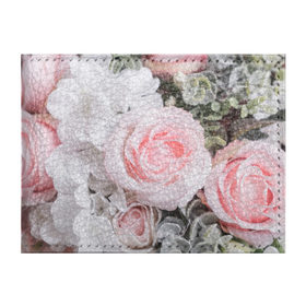 Обложка для студенческого билета с принтом розы , натуральная кожа | Размер: 11*8 см; Печать на всей внешней стороне | букет | винтаж | зелень | листья | розовые розы | романтика | цветы