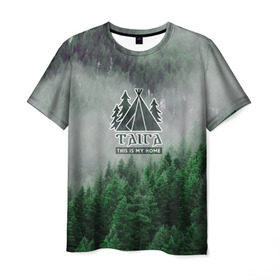 Мужская футболка 3D с принтом Сибирь , 100% полиэфир | прямой крой, круглый вырез горловины, длина до линии бедер | forest | hiking | nature | russia | siberia | taiga | traveling | trees | trekking | деревья | лес | отдых | охота | природа | путешествия | россия | сибирь | тайга | туризм