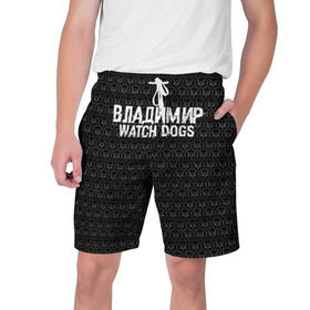 Мужские шорты 3D с принтом Владимир Watch Dogs ,  полиэстер 100% | прямой крой, два кармана без застежек по бокам. Мягкая трикотажная резинка на поясе, внутри которой широкие завязки. Длина чуть выше колен | 