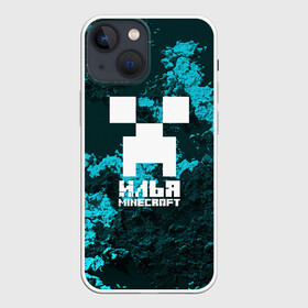 Чехол для iPhone 13 mini с принтом Илья в стиле Minecraft ,  |  | game | minecraft | minecraft nature | minecraft skin | minectaft skins | mobs | name | underground | илья | имена | крипер | майн крафт