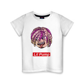 Детская футболка хлопок с принтом Lil Pump , 100% хлопок | круглый вырез горловины, полуприлегающий силуэт, длина до линии бедер | Тематика изображения на принте: face | gang | lil | pump | rap | качер | лил | маленький | насос | памп | репер | рэпер | рэппер | с дредами