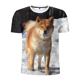 Мужская футболка 3D спортивная с принтом Акита-ину , 100% полиэстер с улучшенными характеристиками | приталенный силуэт, круглая горловина, широкие плечи, сужается к линии бедра | акита | животное | животные | ину | овчарка | пес | песик | псы | сиба | собака | собаки | шиба
