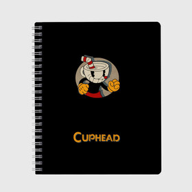 Тетрадь с принтом Cuphead , 100% бумага | 48 листов, плотность листов — 60 г/м2, плотность картонной обложки — 250 г/м2. Листы скреплены сбоку удобной пружинной спиралью. Уголки страниц и обложки скругленные. Цвет линий — светло-серый
 | 