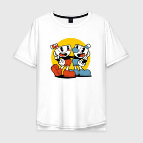 Мужская футболка хлопок Oversize с принтом Cuphead , 100% хлопок | свободный крой, круглый ворот, “спинка” длиннее передней части | cuphead | капхед | компьтерная игра