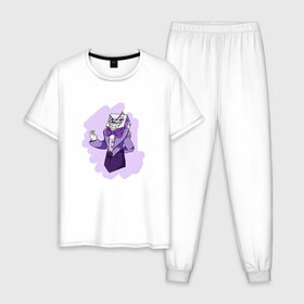 Мужская пижама хлопок с принтом King Dice , 100% хлопок | брюки и футболка прямого кроя, без карманов, на брюках мягкая резинка на поясе и по низу штанин
 | cuphead | капхед | компьтерная игра