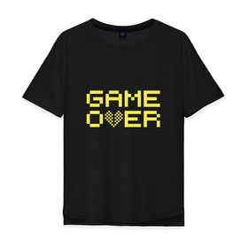 Мужская футболка хлопок Oversize с принтом Game Over yellow , 100% хлопок | свободный крой, круглый ворот, “спинка” длиннее передней части | 