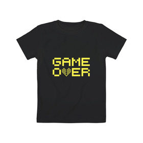 Детская футболка хлопок с принтом Game Over yellow , 100% хлопок | круглый вырез горловины, полуприлегающий силуэт, длина до линии бедер | 