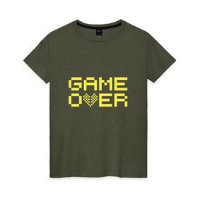 Женская футболка хлопок с принтом Game Over yellow , 100% хлопок | прямой крой, круглый вырез горловины, длина до линии бедер, слегка спущенное плечо | 