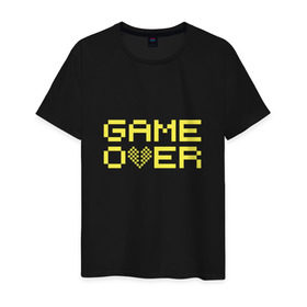 Мужская футболка хлопок с принтом Game Over yellow , 100% хлопок | прямой крой, круглый вырез горловины, длина до линии бедер, слегка спущенное плечо. | 