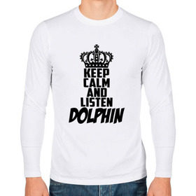 Мужской лонгслив хлопок с принтом Keep calm and listen Dolphin , 100% хлопок |  | Тематика изображения на принте: 