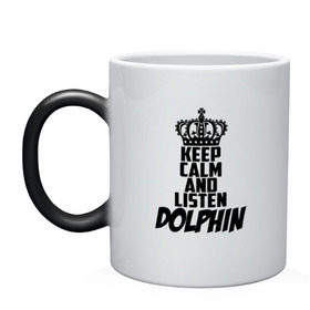 Кружка хамелеон с принтом Keep calm and listen Dolphin , керамика | меняет цвет при нагревании, емкость 330 мл | 