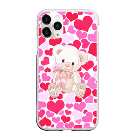 Чехол для iPhone 11 Pro матовый с принтом Белый Мишка , Силикон |  | 14 февраля | bear | love | teddy | абстракция | арт | девушкам | день всех влюбленных | день святого валентина | животные | медведь | милые | мишка | сердечки | тедди