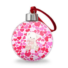 Ёлочный шар с принтом Белый Мишка , Пластик | Диаметр: 77 мм | 14 февраля | bear | love | teddy | абстракция | арт | девушкам | день всех влюбленных | день святого валентина | животные | медведь | милые | мишка | сердечки | тедди