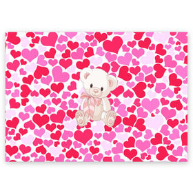 Поздравительная открытка с принтом Белый Мишка , 100% бумага | плотность бумаги 280 г/м2, матовая, на обратной стороне линовка и место для марки
 | 14 февраля | bear | love | teddy | абстракция | арт | девушкам | день всех влюбленных | день святого валентина | животные | медведь | милые | мишка | сердечки | тедди