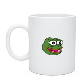 Кружка с принтом Pepe frog , керамика | объем — 330 мл, диаметр — 80 мм. Принт наносится на бока кружки, можно сделать два разных изображения | Тематика изображения на принте: meme pepe мем прикол лягушка