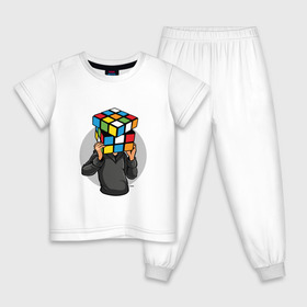 Детская пижама хлопок с принтом ГОЛОВОЛОМКА , 100% хлопок |  брюки и футболка прямого кроя, без карманов, на брюках мягкая резинка на поясе и по низу штанин
 | Тематика изображения на принте: голова | кубик рубика
