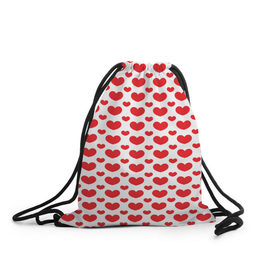 Рюкзак-мешок 3D с принтом Красные сердечки , 100% полиэстер | плотность ткани — 200 г/м2, размер — 35 х 45 см; лямки — толстые шнурки, застежка на шнуровке, без карманов и подкладки | 