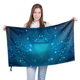 Флаг 3D с принтом Cyberpunk , 100% полиэстер | плотность ткани — 95 г/м2, размер — 67 х 109 см. Принт наносится с одной стороны | киберпанк | линии | схема