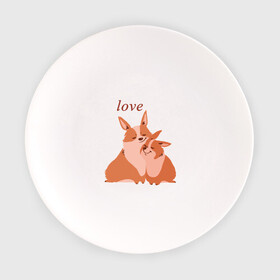 Тарелка с принтом Влюбленные Корги , фарфор | диаметр - 210 мм
диаметр для нанесения принта - 120 мм | корги | любовь | собаки